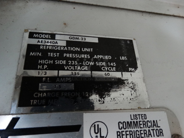 NICE! True Model GDM-23 Metal Commercial Single Door Reach In Cooler Merchandiser. 115 Volts, 1 Phase. 27x30x79. Cannot Test Due To Cut Power Cord - Image 5 of 5