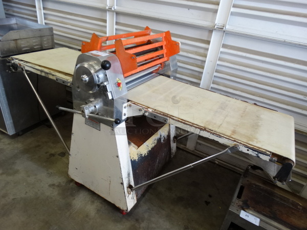 GORGEOUS! Thunderbird Model TBD-500 Metal Commercial Floor Style Reversible Dough Sheeter on Commercial Casters. 220 Volts, 1 Phase. 85x35x46 - Image 2 of 9