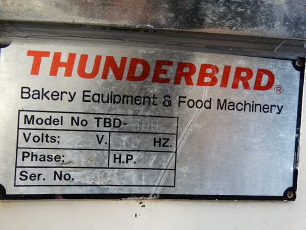 GORGEOUS! Thunderbird Model TBD-500 Metal Commercial Floor Style Reversible Dough Sheeter on Commercial Casters. 220 Volts, 1 Phase. 85x35x46 - Image 8 of 9