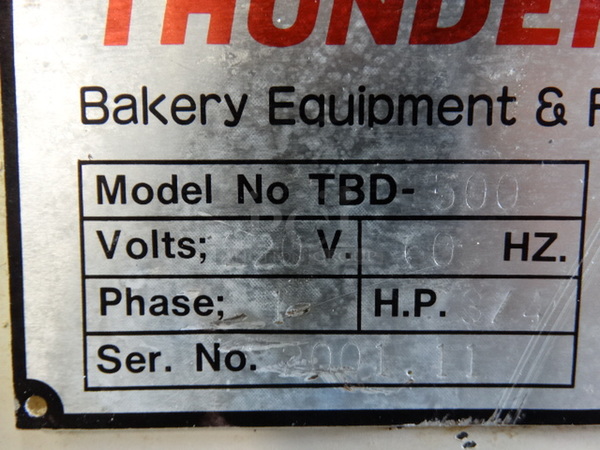 GORGEOUS! Thunderbird Model TBD-500 Metal Commercial Floor Style Reversible Dough Sheeter on Commercial Casters. 220 Volts, 1 Phase. 85x35x46 - Image 9 of 9