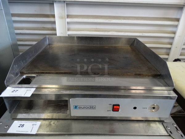 NICE! Eurodib Model SFE04900 Stainless Steel Commercial Countertop Electric Powered Flat Top Griddle. 240 Volts. 24x21x8
