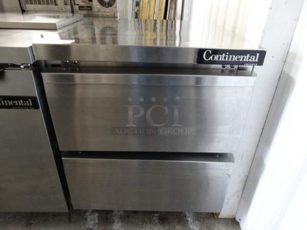 NICE! Continental Model SWF27 Stainless Steel Commercial 2 Drawer Undercounter Freezer on Commercial Casters. 115 Volts, 1 Phase. 27.5x30x35. Tested and Working!