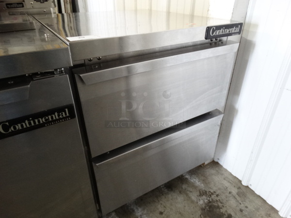 NICE! Continental Model SWF27 Stainless Steel Commercial 2 Drawer Undercounter Freezer on Commercial Casters. 115 Volts, 1 Phase. 27.5x30x35. Tested and Working! - Image 2 of 6