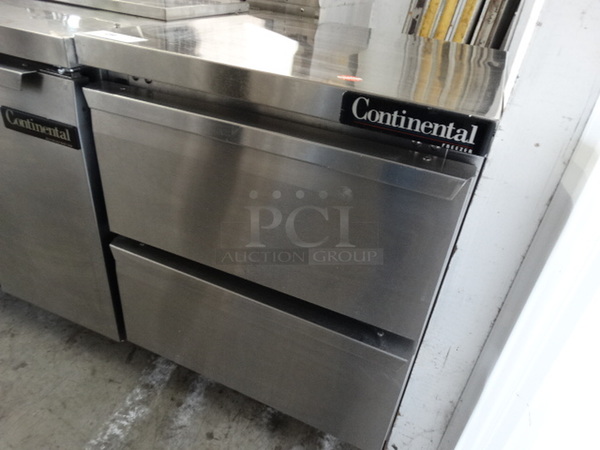 NICE! Continental Model SWF27 Stainless Steel Commercial 2 Drawer Undercounter Freezer on Commercial Casters. 115 Volts, 1 Phase. 27.5x30x35. Tested and Working! - Image 3 of 6