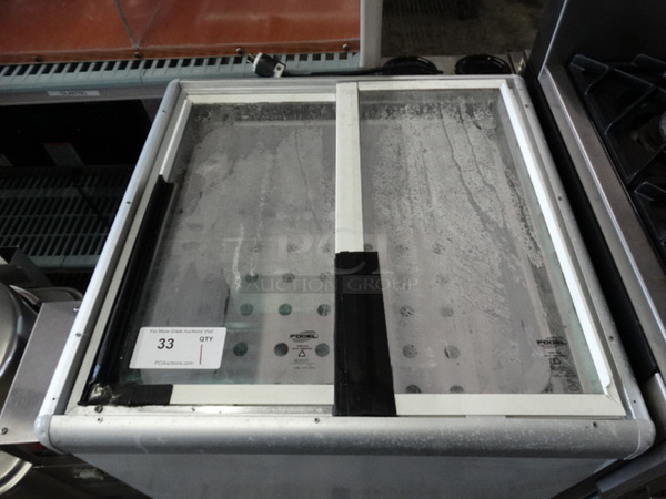 NICE! Metal Commercial Chest Freezer Merchandiser w/ 2 Sliding Lids on Commercial Casters. 25x25x34. Tested and Working! - Image 4 of 5