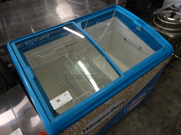 NICE! AHT Model RIOS 100 UL Metal Commercial Ice Cream Treat Freezer Merchandiser w/ Sliding Lids on Commercial Casters. 120 Volts, 1 Phase. 39x27x36. Cannot Test Due To Missing Power Cord - Image 3 of 6