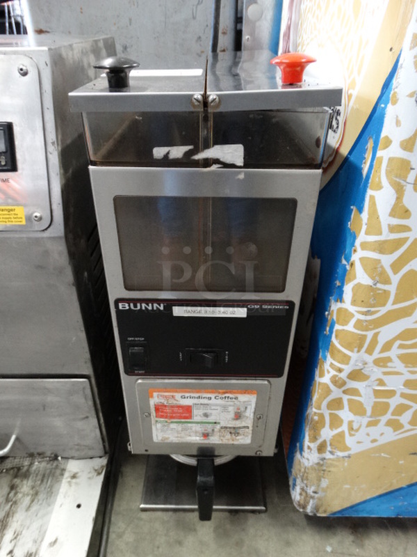 NICE! 2007 Bunn Model G9-2 HD Stainless Steel Commercial Countertop Coffee Bean Grinder. 120 Volts, 1 Phase. 8.5x18.5x24. Tested and Working!