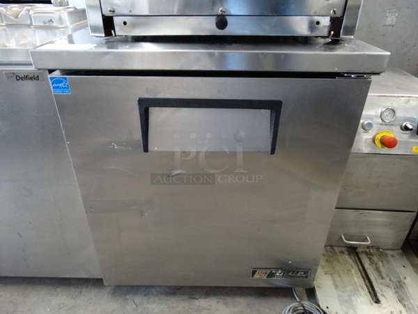 GREAT! 2011 True Model TUC-27 ENERGY STAR Stainless Steel Commercial Single Door Undercounter Cooler on Commercial Casters. 115 Volts, 1 Phase. 27.5x30x33. Cannot Test - Needs New Plug Head