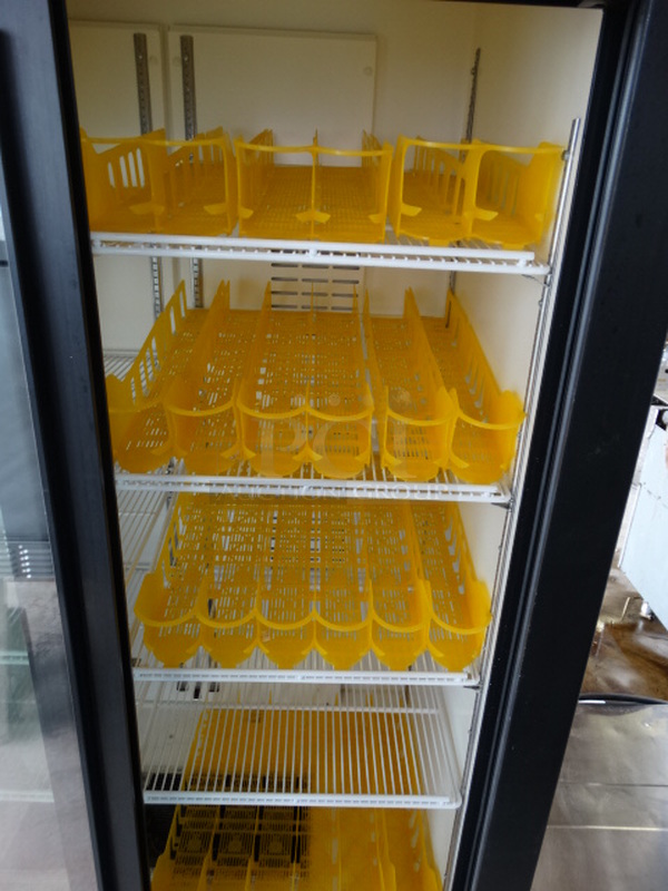 GREAT! Carrier Model MC1100 Metal Commercial 2 Door Reach In Cooler Merchandiser w/ Poly Coated Racks. 120 Volts, 1 Phase. 43x32x78. Tested and Working! - Image 4 of 6