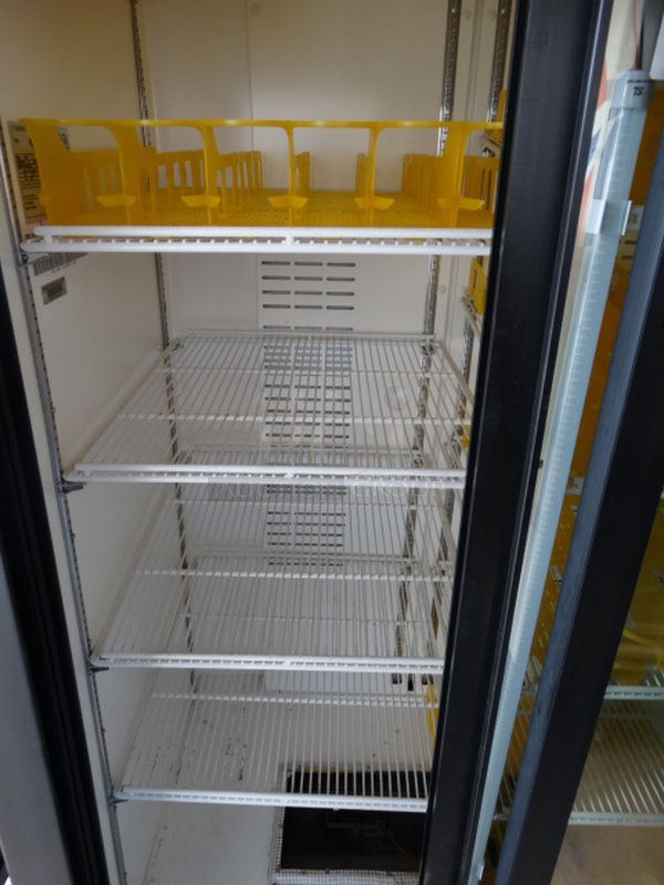 GREAT! Carrier Model MC1100 Metal Commercial 2 Door Reach In Cooler Merchandiser w/ Poly Coated Racks. 120 Volts, 1 Phase. 43x32x78. Tested and Working! - Image 5 of 6