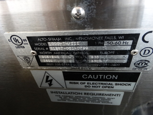 BEAUTIFUL! Alto Shaam Model 1000-TH/III Stainless Steel Commercial Halo Heat Cook N Hold Cabinet on Commercial Casters. 208-240 Volts. 22x30x42 - Image 7 of 7
