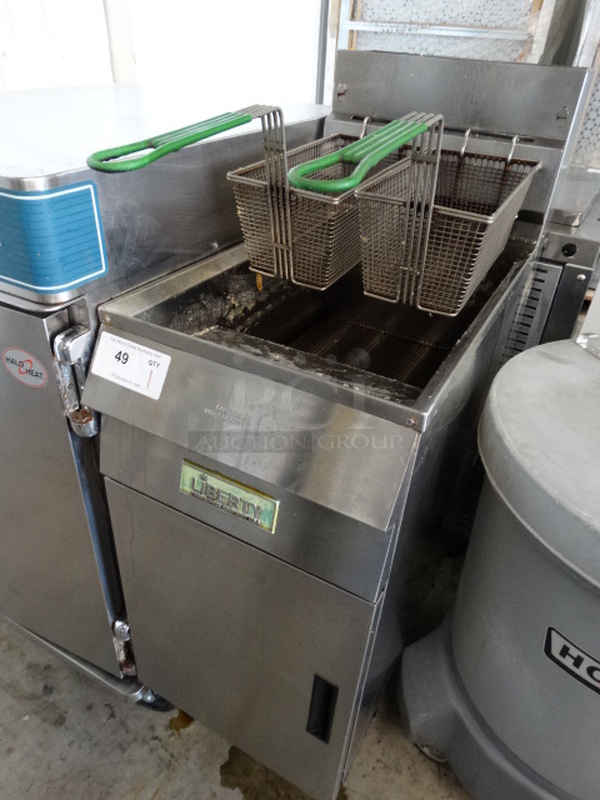 NICE! Liberty Model GF40 Stainless Steel Commercial Gas Powered Deep Fat Fryer w/ 2 Metal Fry Baskets. 15.5x30x46 - Image 2 of 8