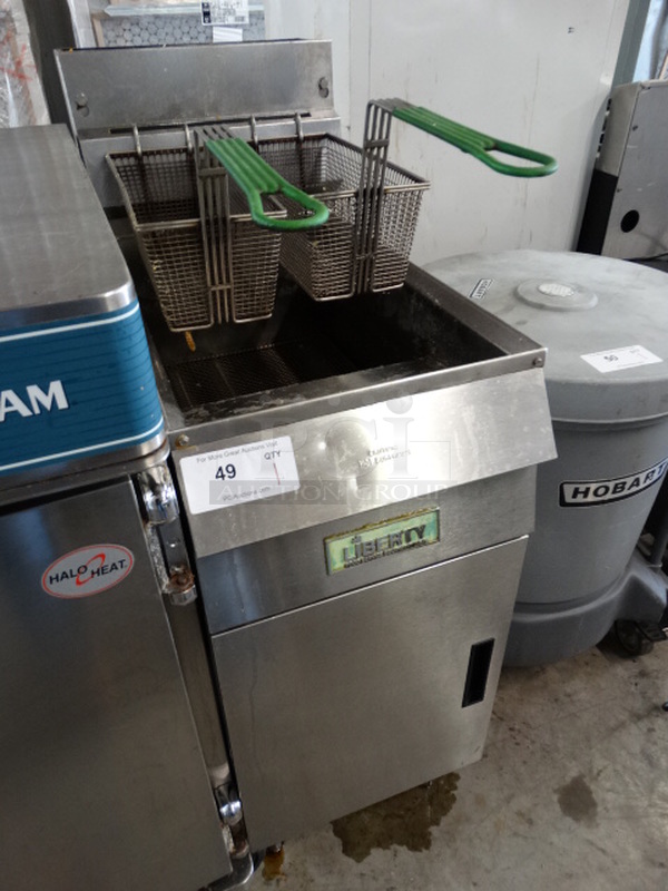 NICE! Liberty Model GF40 Stainless Steel Commercial Gas Powered Deep Fat Fryer w/ 2 Metal Fry Baskets. 15.5x30x46 - Image 3 of 8