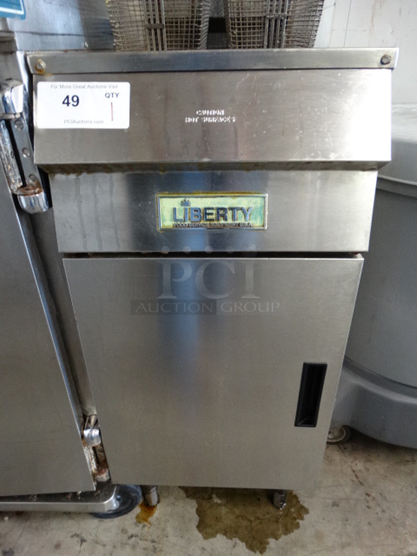 NICE! Liberty Model GF40 Stainless Steel Commercial Gas Powered Deep Fat Fryer w/ 2 Metal Fry Baskets. 15.5x30x46 - Image 5 of 8