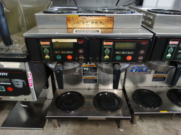 NICE! 2014 Bunn Model AXIOM 2/2 TWIN Stainless Steel Commercial Countertop 4 Burner Coffee Machine w/ 2 Metal Brew Baskets. 120/208-40 Volts, 1 Phase. 16x18x23