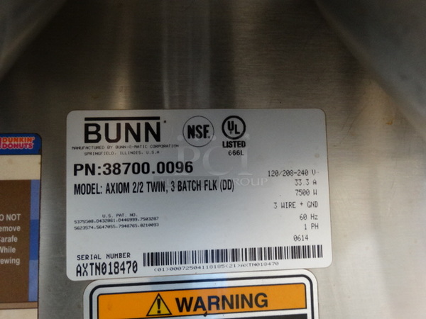 NICE! 2014 Bunn Model AXIOM 2/2 TWIN Stainless Steel Commercial Countertop 4 Burner Coffee Machine w/ 2 Metal Brew Baskets. 120/208-40 Volts, 1 Phase. 16x18x23 - Image 5 of 6