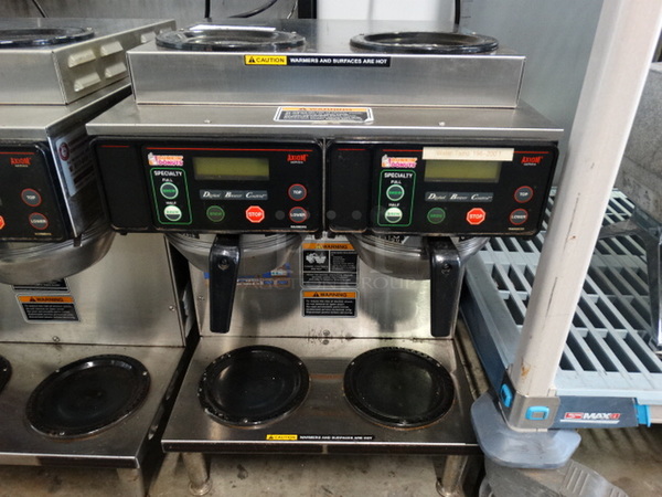 NICE! 2015 Bunn Model AXIOM 2/2 TWIN Stainless Steel Commercial Countertop 4 Burner Coffee Machine w/ 2 Metal Brew Baskets. 120/208-40 Volts, 1 Phase. 16x18x23