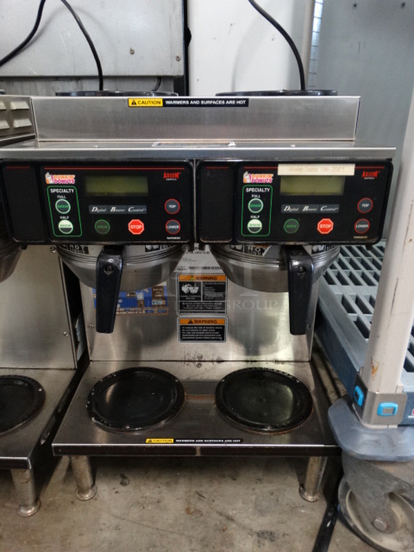 NICE! 2015 Bunn Model AXIOM 2/2 TWIN Stainless Steel Commercial Countertop 4 Burner Coffee Machine w/ 2 Metal Brew Baskets. 120/208-40 Volts, 1 Phase. 16x18x23 - Image 2 of 6