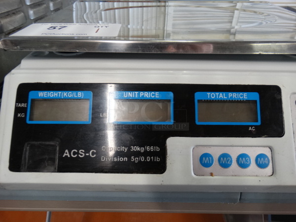 ACS-C Metal Commercial Countertop Food Portioning Scale. 25x25x5. Tested and Working! - Image 5 of 6