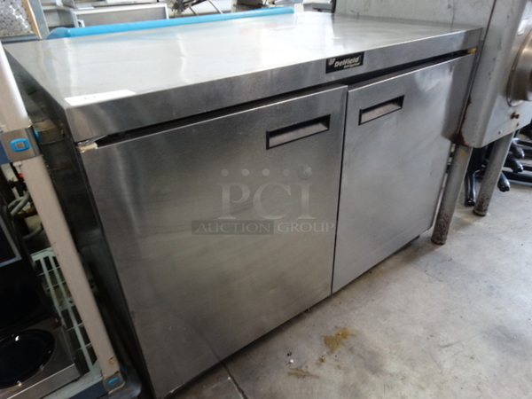 GREAT! 2008 Delfield Model UC4448N Stainless Steel Commercial 2 Door Undercounter Cooler on Commercial Casters. 115 Volts, 1 Phase. 48x32x34.5. Tested and Powers On But Does Not Get Cold - Image 2 of 6