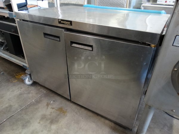GREAT! 2008 Delfield Model UC4448N Stainless Steel Commercial 2 Door Undercounter Cooler on Commercial Casters. 115 Volts, 1 Phase. 48x32x34.5. Tested and Powers On But Does Not Get Cold - Image 3 of 6