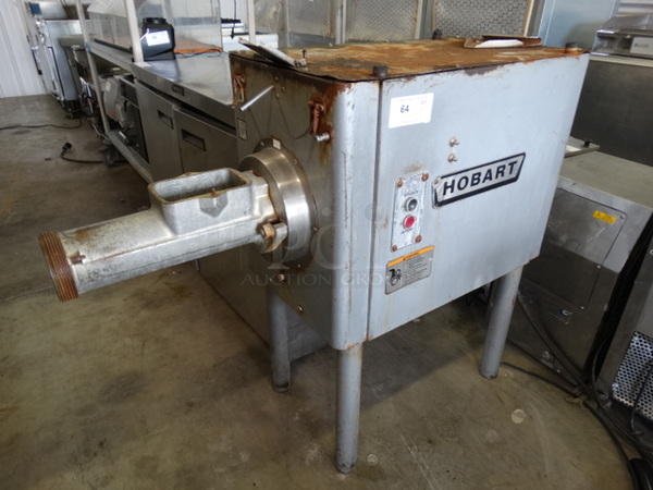 FANTASTIC! Hobart Model 4146 Metal Commercial Meat Grinder. 200 Volts, 3 Phase. 18x48x41