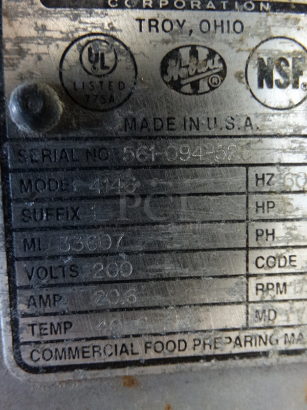 FANTASTIC! Hobart Model 4146 Metal Commercial Meat Grinder. 200 Volts, 3 Phase. 18x48x41 - Image 10 of 10