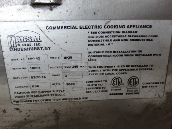 NICE! 2014 Marsal Model EDO40 Stainless Steel Commercial Electric Powered Single Deck Pizza Oven. 220-240 Volts, 3 Phase. 59.5x43x19 - Image 9 of 10