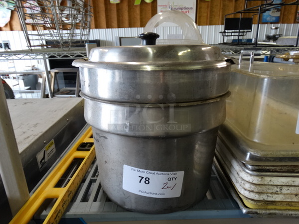 2 Metal Cylindrical Bins w/ Lid. 12x12x8. 2 Times Your Bid!