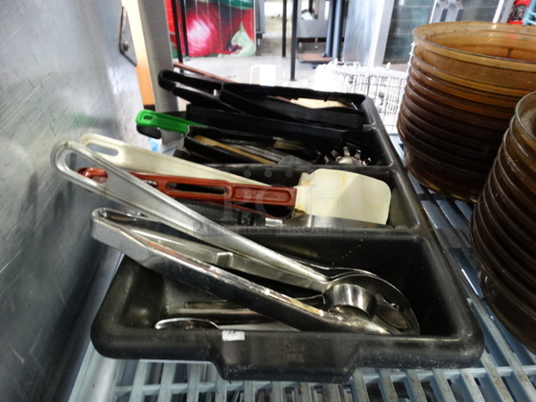 ALL ONE MONEY! Lot of Utensils in Poly Silverware Bin! 12x22x4 - Image 1 of 4