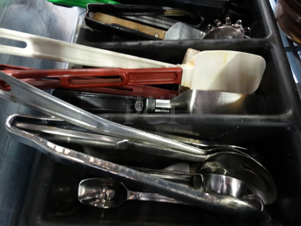 ALL ONE MONEY! Lot of Utensils in Poly Silverware Bin! 12x22x4 - Image 3 of 4