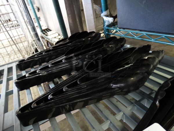 ALL ONE MONEY! Lot of 18 Poly Black Tongs! 9" - Image 2 of 3