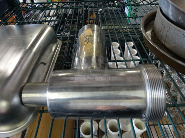 Metal Commercial Meat Grinder Attachment w/ Tray and Extra Attachment. 7x13x12 - Image 4 of 5
