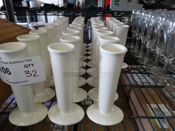 32 White Ceramic Candle Stick Holders. 3x2.5x6. 32 Times Your Bid!