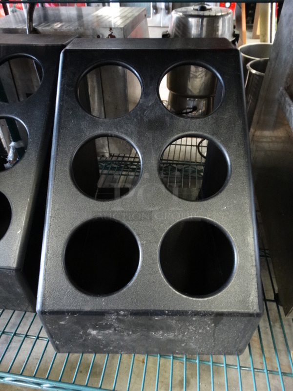2 Black Poly 6 Cut Out Silverware Holders. 11.5x16.5x15. 2 Times Your Bid! - Image 2 of 5