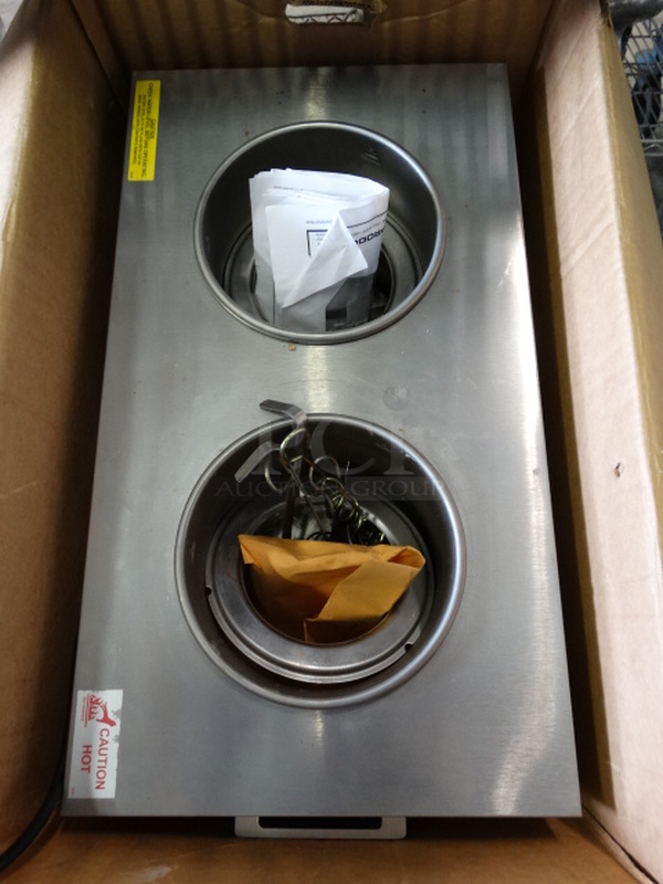 BRAND NEW IN BOX! Stainless Steel Commercial 2 Well Carmel Apple Dip Warmer. 27x14x11 - Image 1 of 4