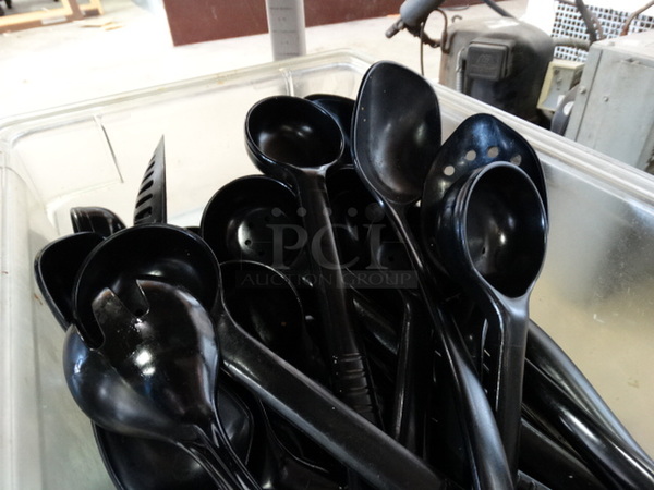 ALL ONE MONEY! Lot of Various Black Poly Spoons and Spoodles in Clear Bin! - Image 3 of 3