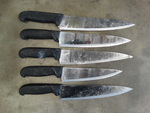 5 SHARPENED Metal Chef Knives. Includes 14". 5 Times Your Bid!