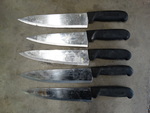 5 SHARPENED Metal Chef Knives. Includes 14". 5 Times Your Bid!