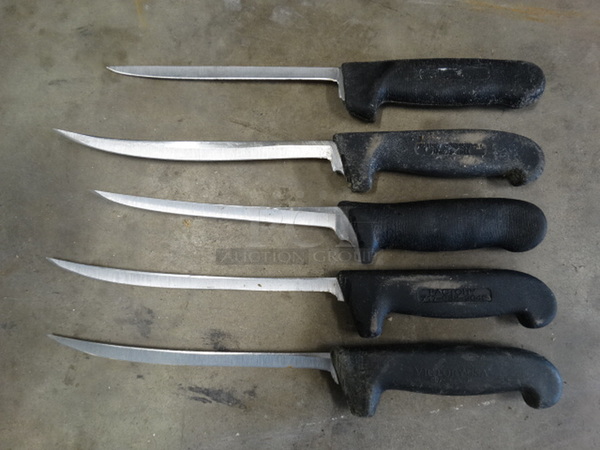 5 SHARPENED Metal Boning Knives. Includes 14