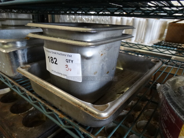 3 Various Stainless Steel Drop In Bins. 1/6x6, 1/2x2. 3 Times Your Bid! - Image 2 of 3
