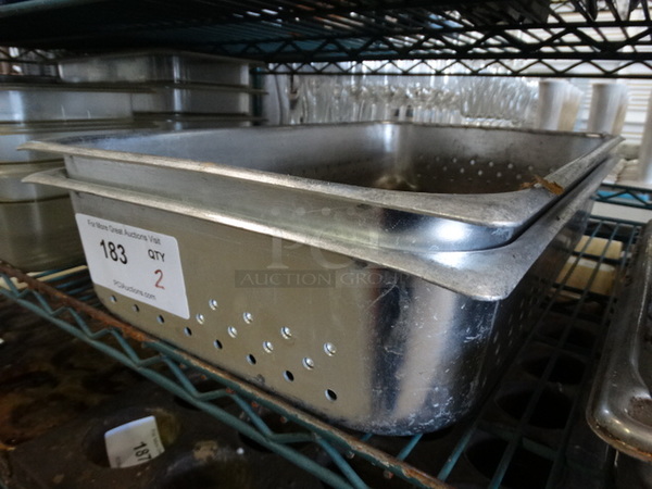 2 Stainless Steel Perforated Full Size Drop In Bins. 1/1x4. 2 Times Your Bid! - Image 2 of 3