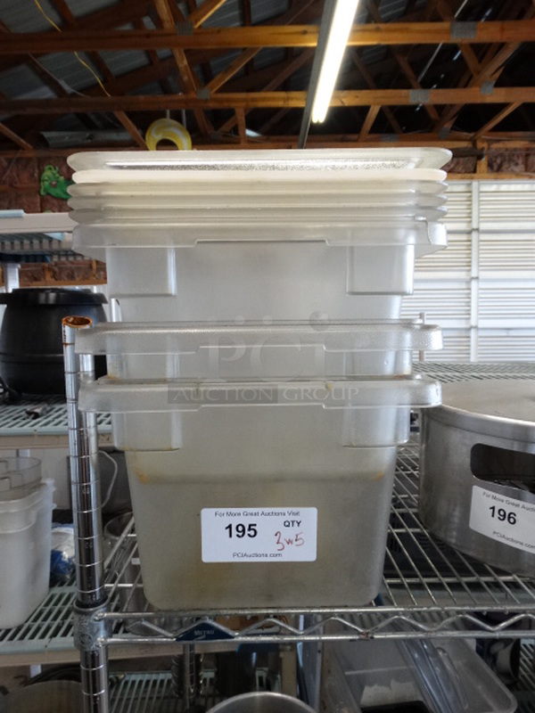 3 Poly Bins w/ 5 Lids. Includes 12x18x9. 3 Times Your Bid!