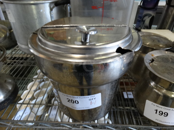 Stainless Steel Cylindrical Bin w/ Lid. 9.5x9.5x10