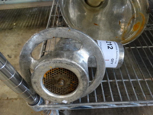 Metal Commercial Meat Grinder Attachment w/ Tray and Pusher. 9x7x12, 12x12x7 - Image 2 of 6