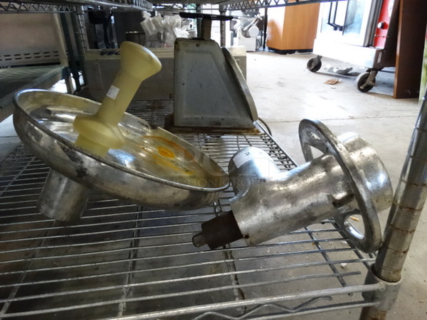 Metal Commercial Meat Grinder Attachment w/ Tray and Pusher. 9x7x12, 12x12x7 - Image 6 of 6