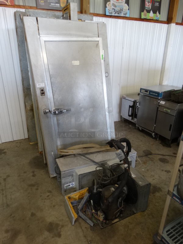 FANTASTIC! 6'x6'x7.5' Walk In Cooler Box w/ Copeland Compressor and Russell Model AA28-134B Condenser. Does Not Have Floor. 115/208-240 Volts, 1 Phase. 6'x6'x7.5'