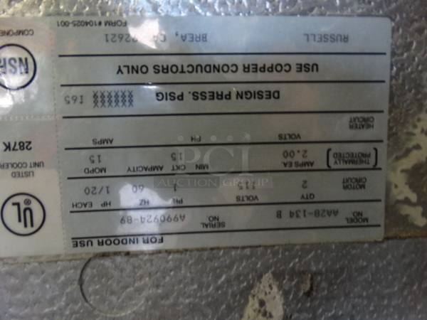 FANTASTIC! 6'x6'x7.5' Walk In Cooler Box w/ Copeland Compressor and Russell Model AA28-134B Condenser. Does Not Have Floor. 115/208-240 Volts, 1 Phase. 6'x6'x7.5' - Image 4 of 11
