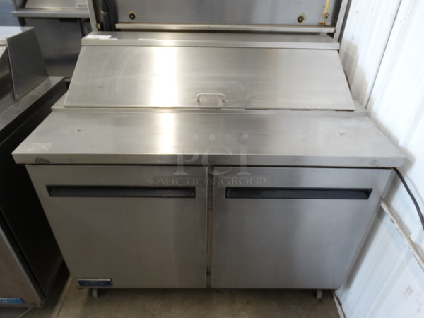 GREAT! Arctic Air Model AST48R Stainless Steel Commercial Sandwich Salad Prep Table Bain Marie Mega Top on Commercial Casters. 115 Volts, 1 Phase. 48x30x45. Tested and Working! - Image 1 of 7