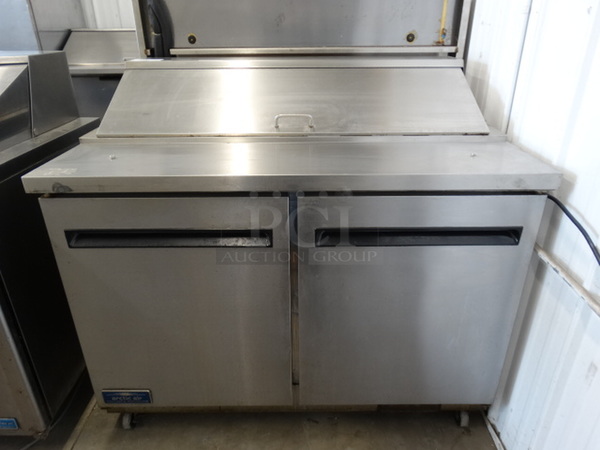 GREAT! Arctic Air Model AST48R Stainless Steel Commercial Sandwich Salad Prep Table Bain Marie Mega Top on Commercial Casters. 115 Volts, 1 Phase. 48x30x45. Tested and Working! - Image 2 of 7